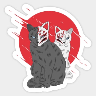 Two Japanese Cat Sticker